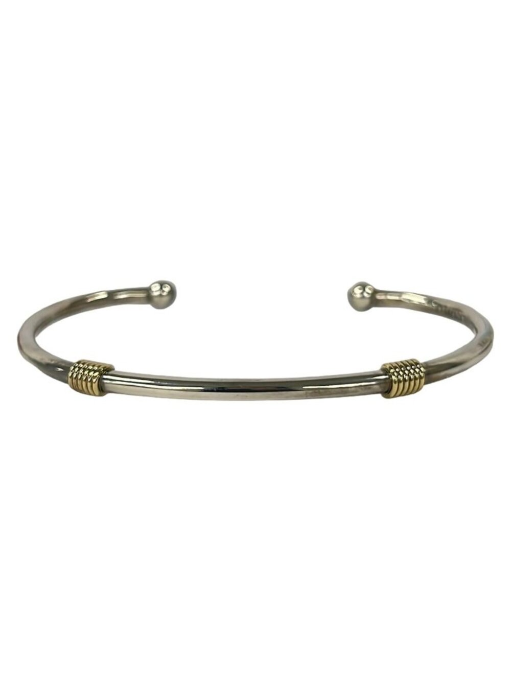Tiffany & Co Bangle Band Width 2 Wires Silver 18k Yellow Gold Combination